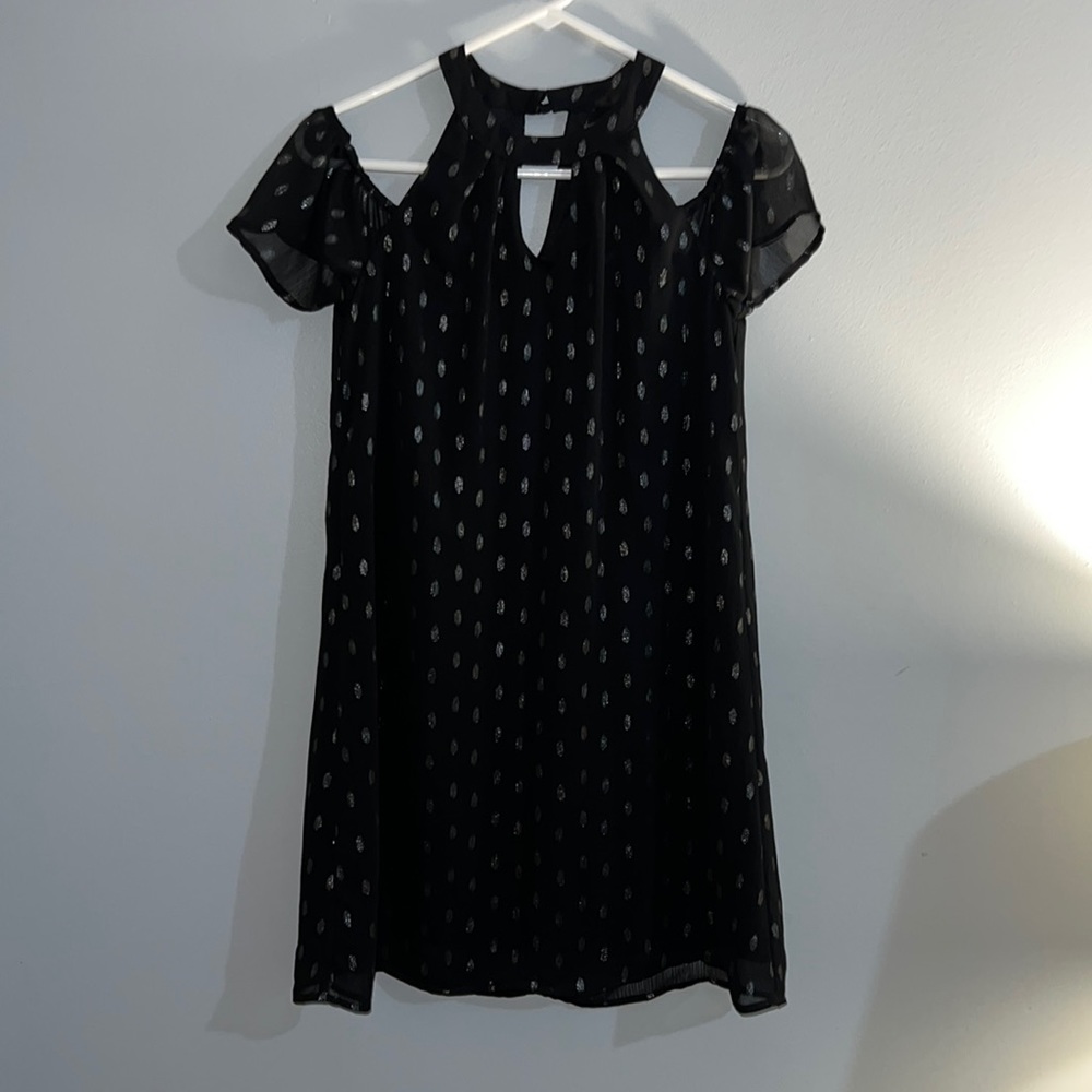 Dress by Lily Rose, Size XS, Color Black with silver polka dots